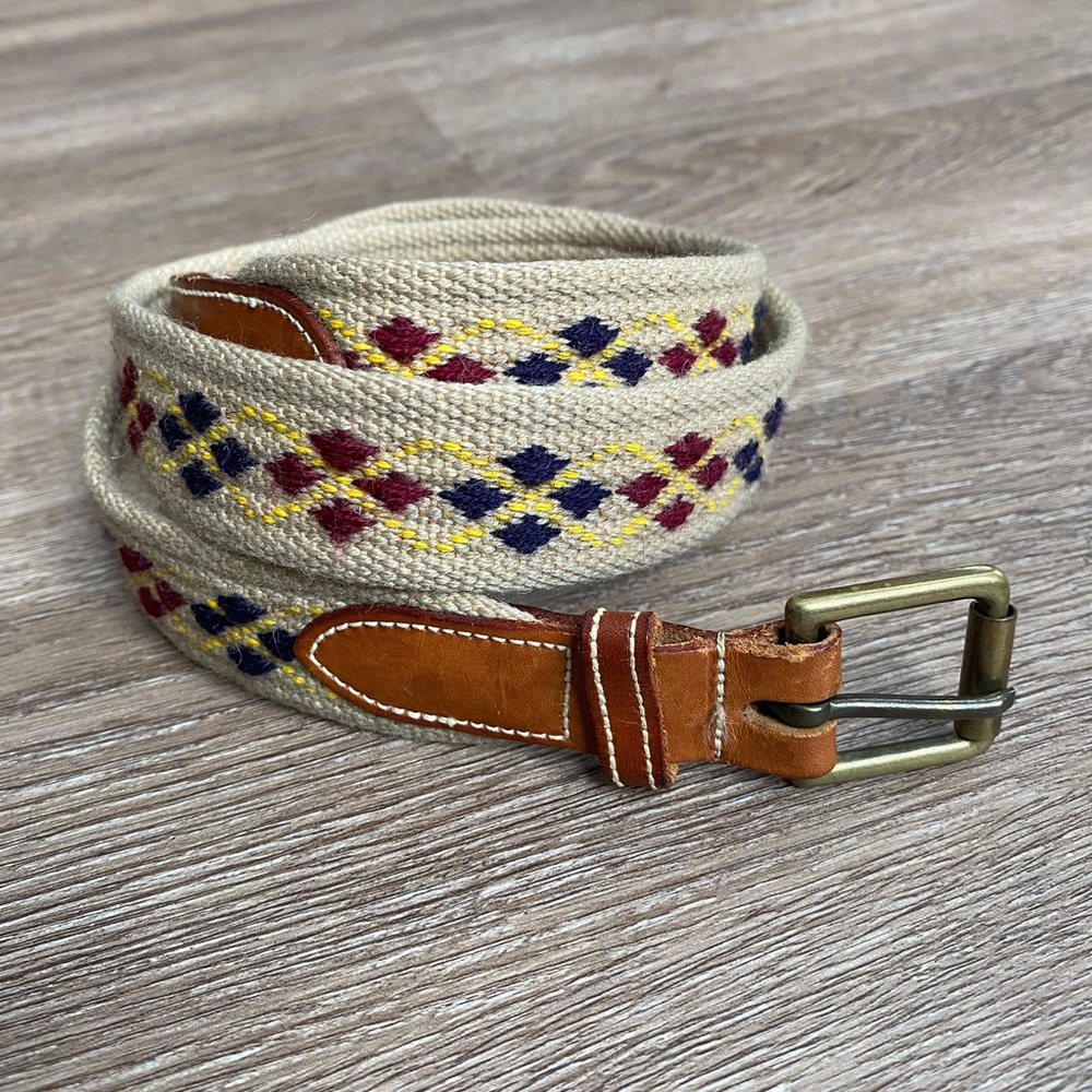 Authentic Dooney & Bourke leather / woven canvas belt .